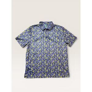 Pro Tour Mens Coolplay XL Shirt Blue & Yellow Fish Print Short Sleeve